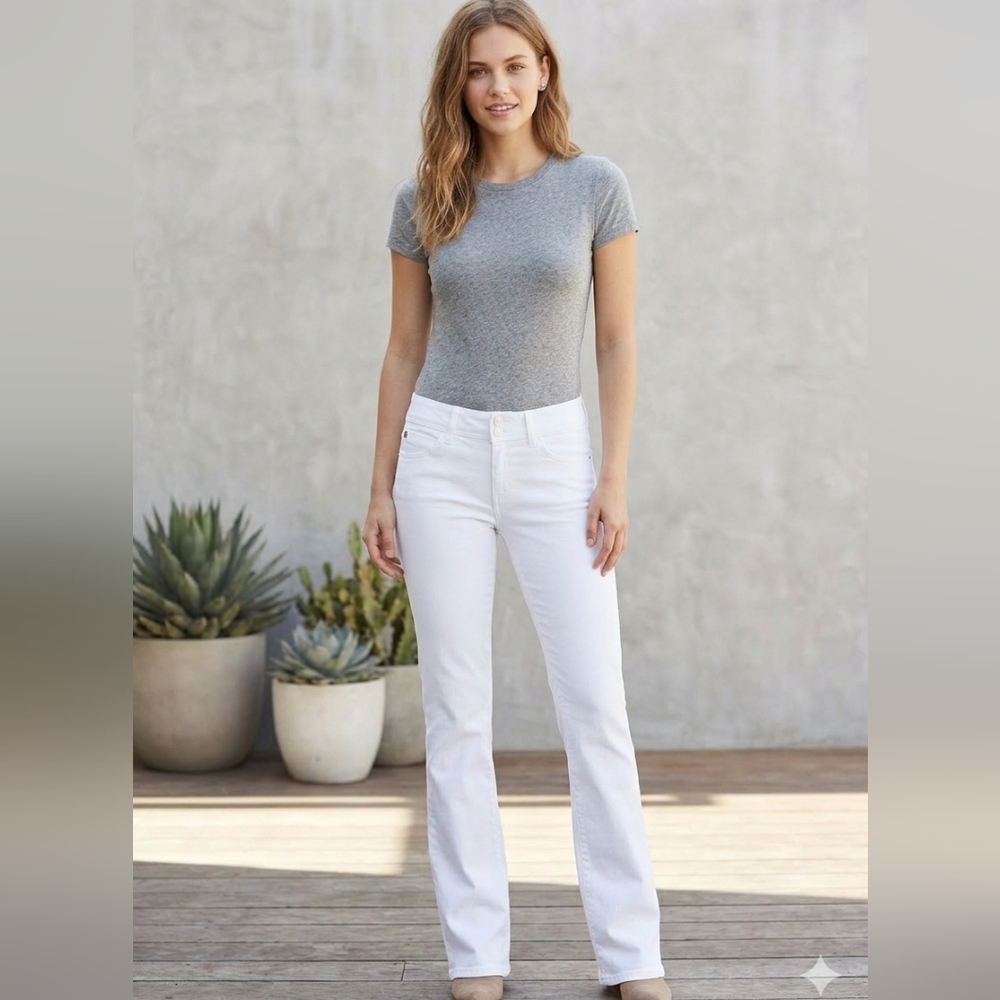 Hudson Collin Skinny Crop White Jeans Raw Hem Flap Pocket Size 27